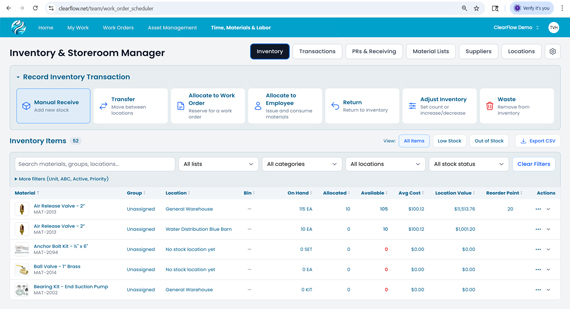 Inventory & Storeroom Manager Module (Optional Add-on)